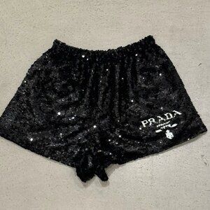 PRADA SEQUIN CHIFFON SHORTS SZ 42